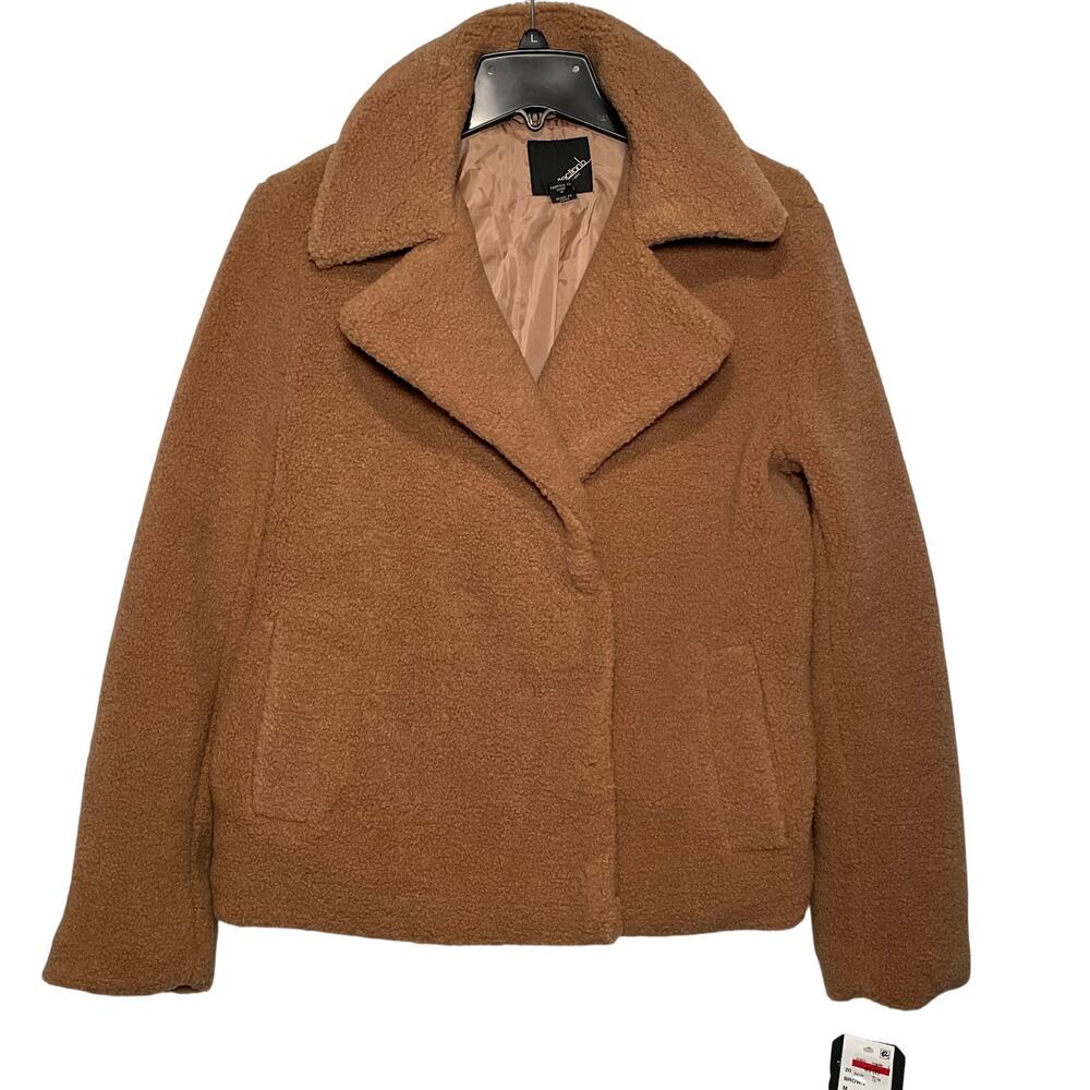 Collection B Faux Fur Lightweight Teddy Coat Brown Medium $119